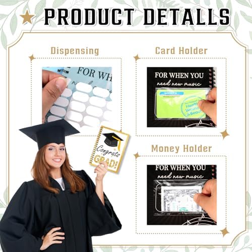 Libro de Tarjetas de Regalo Fprl para Graduación 7 x 5 Pulgadas, 20 Páginas, Organizador de Tarjetas, Álbum de Supervivencia Universitaria, Regalos - imagen 3