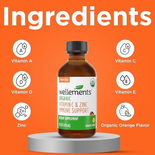 Jarabe Orgánico para Niños Wellements con Vitamina C y Zinc 2 Meses+ (4 Fl Oz) | Apoyo Inmunológico para Niños y Niños Pequeños, Sabor Naranja | Sin - imagen 4