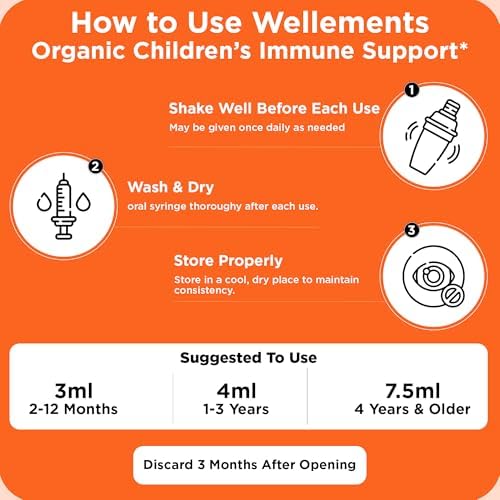 Jarabe Orgánico para Niños Wellements con Vitamina C y Zinc 2 Meses+ (4 Fl Oz) | Apoyo Inmunológico para Niños y Niños Pequeños, Sabor Naranja | Sin - imagen 6