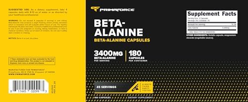 Cápsulas de Beta Alanina Primaforce 3,400mg, 180 Cápsulas (45 Porciones) - Suplemento Potente de Beta-Alanina - imagen 5