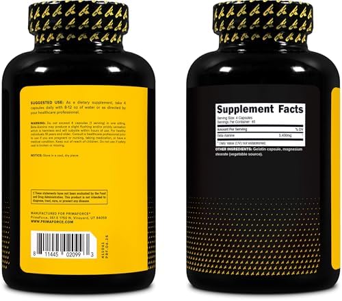 Cápsulas de Beta Alanina Primaforce 3,400mg, 180 Cápsulas (45 Porciones) - Suplemento Potente de Beta-Alanina - imagen 6