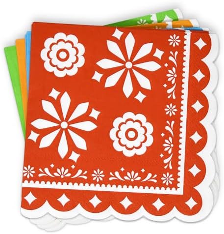 Servilletas de Papel Coloridas para Fiesta Mexicana 100 Piezas - Decoración para Cumpleaños y Cinco de Mayo, Tema de Tacos, Papel Picado - imagen 3