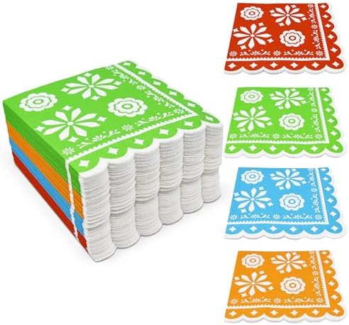 Servilletas de Papel Coloridas para Fiesta Mexicana 100 Piezas - Decoración para Cumpleaños y Cinco de Mayo, Tema de Tacos, Papel Picado - imagen 4