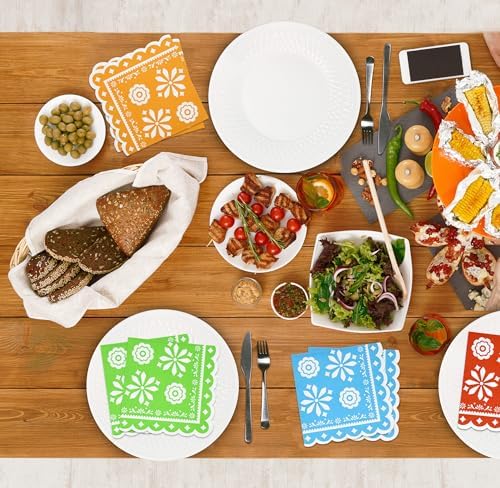 Servilletas de Papel Coloridas para Fiesta Mexicana 100 Piezas - Decoración para Cumpleaños y Cinco de Mayo, Tema de Tacos, Papel Picado - imagen 5