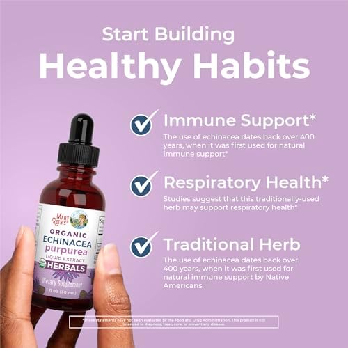 Gotas Líquidas de Echinacea Purpurea MARYRUTH'S Organics | Sin Azúcar | Orgánico USDA | Apoyo Inmunológico | Salud Respiratoria | Sin Alcohol | No - imagen 5