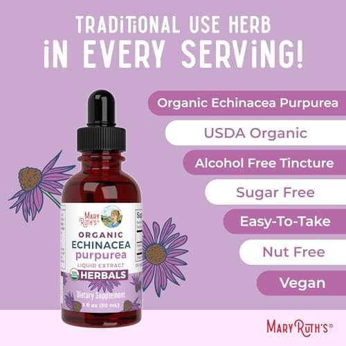Gotas Líquidas de Echinacea Purpurea MARYRUTH'S Organics | Sin Azúcar | Orgánico USDA | Apoyo Inmunológico | Salud Respiratoria | Sin Alcohol | No - imagen 7