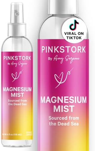Spray de Magnesio Pink Stork - Para Calma, Estrés y Sueño, Apoyo contra Mareos, Esenciales para Embarazo, 200 mg por 6 Pulverizaciones, 4 oz, Sin - imagen 1