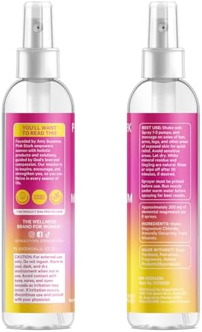 Spray de Magnesio Pink Stork - Para Calma, Estrés y Sueño, Apoyo contra Mareos, Esenciales para Embarazo, 200 mg por 6 Pulverizaciones, 4 oz, Sin - imagen 8