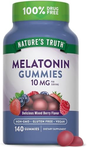 Gomitas de Melatonina Nature's Truth | 10mg | 140 piezas | Sabor a Baya | Suplemento Vegano, No GMO y Sin Gluten para Adultos - imagen 1