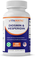 Vitamatic Diosmina Hesperidina 1000mg con Extracto de Castaño de Indias 100mg – 180 Cápsulas – Complejo de Bioflavonoides Cítricos – No GMO – Hecho - imagen 1