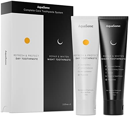 Pasta de Dientes AquaSonic Complete Care - Refresca y Protege de Día, Repara y Blanquea de Noche - Libre de Flúor, Natural, Anti-caries, Anti-sarro, - imagen 1