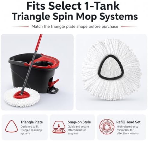 Cabezal de Repuesto para Ocedar Spin Mop - Paquete de 6, Compatible con Mopas Ocedar Triangle y Easywring, Microfibra, Lavable a Máquina - imagen 2