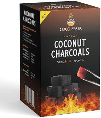 Carbones de Coco para Hookah - 72 Piezas, Carbón Natural Premium de Cáscara de Coco 25mm, Larga Duración de Calor, Bajo Residuos, Sin Olores - imagen 1