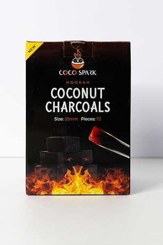 Carbones de Coco para Hookah - 72 Piezas, Carbón Natural Premium de Cáscara de Coco 25mm, Larga Duración de Calor, Bajo Residuos, Sin Olores - imagen 2
