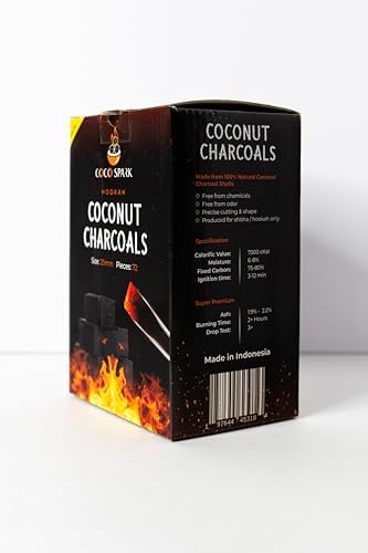 Carbones de Coco para Hookah - 72 Piezas, Carbón Natural Premium de Cáscara de Coco 25mm, Larga Duración de Calor, Bajo Residuos, Sin Olores - imagen 3