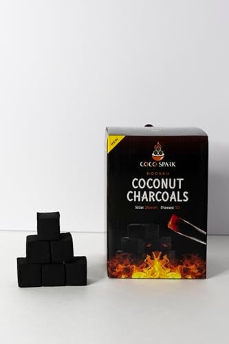Carbones de Coco para Hookah - 72 Piezas, Carbón Natural Premium de Cáscara de Coco 25mm, Larga Duración de Calor, Bajo Residuos, Sin Olores - imagen 5