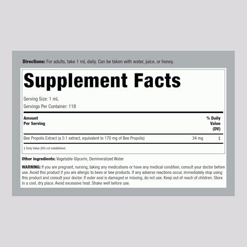 Extracto de Propóleos de Abeja Piping Rock | 4 Fl Oz | Gotas Líquidas Botánicas Certificadas | Suplemento Libre de OGM y Gluten - imagen 2