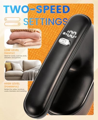 Depiladora de Tela Killrose, Recargable con Cabezal Grande de 2.7in, 6 Cuchillas y Pantalla LED, 2 Velocidades para Ropa, Muebles y Sofás - imagen 3