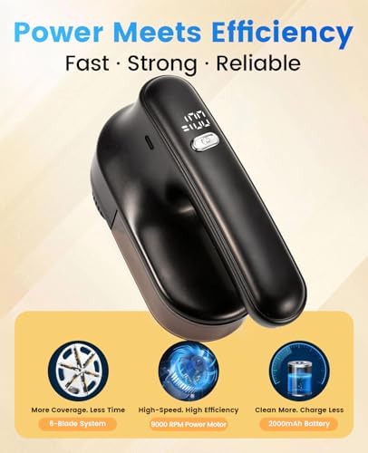 Depiladora de Tela Killrose, Recargable con Cabezal Grande de 2.7in, 6 Cuchillas y Pantalla LED, 2 Velocidades para Ropa, Muebles y Sofás - imagen 5