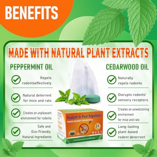 Repelente de Roedores para Interior y Exterior - Aceite de Menta para Ahuyentar Ratones, Topos y Ratas, Bolsitas Repelentes de Insectos, Control - imagen 7