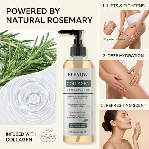 Aceite Corporal de Colágeno, Aceite de Masaje Reafirmante y Tensante, Anti-Flacidez, Hidratante y Reparador para Brazos, Abdomen, Muslos y Todo el - imagen 3