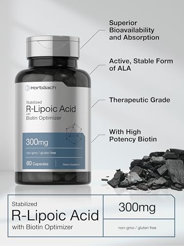 Ácido R-Lipoico Estabilizado Horbäach 300mg | 60 Cápsulas | Con Biotina Optimizadora | No OGM, Sin Gluten | Suplemento Na-RALA - imagen 4