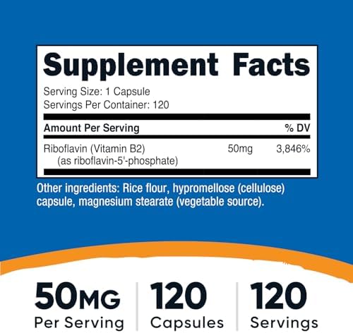 Nutricost R-5-P (Riboflavina-5-Fosfato) 50 MG, 120 Cápsulas - Vegano, Sin OGM - imagen 2