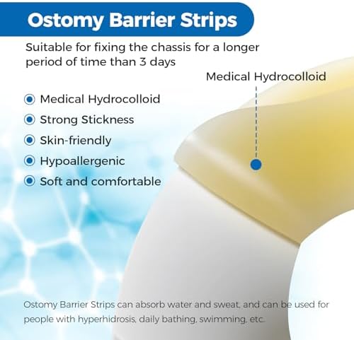 Sunliech 20 Piezas de Tiras Elásticas para Barrera de Ostomía, Hidrocoloide Médico, Suministros para Ostomía, Cinta Adhesiva Impermeable para Bolsa - imagen 2