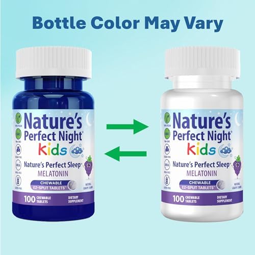Nature's Perfect Night Niños | Melatonina 1mg | 100 Tabletas Masticables | Sabor Natural a Uva | Sin Azúcar | Vegano | Sin Gluten | Sin Medicamentos - imagen 6