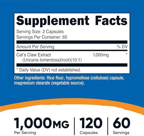 Nutricost Uña de Gato 1000mg, 120 Cápsulas - Cápsulas Vegetarianas, Sin OGM y Sin Gluten, 60 Porciones - imagen 2