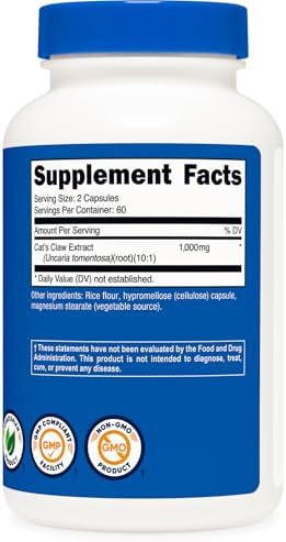Nutricost Uña de Gato 1000mg, 120 Cápsulas - Cápsulas Vegetarianas, Sin OGM y Sin Gluten, 60 Porciones - imagen 5
