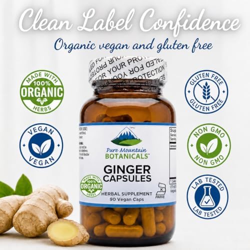 Cápsulas de Jengibre Orgánico Pure Mountain Botanicals - 1000mg - 90 Contenido - Suplemento Kosher, Vegano, No Transgénico y Sin Gluten - imagen 5