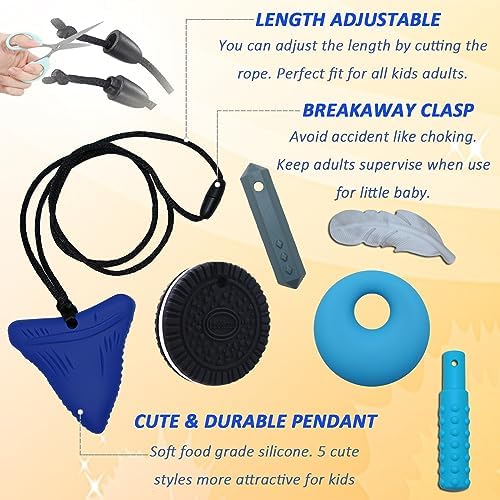 Collares Masticables para Niños con Sensibilidad, Juguetes Sensoriales para Autismo, TDAH y SPD, Reducen la Ansiedad y el Nerviosismo en Adultos - imagen 6