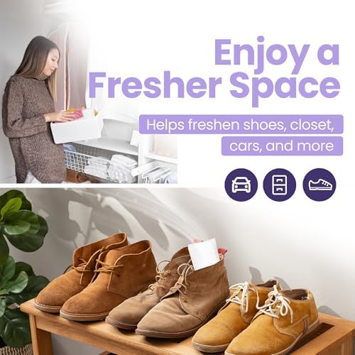 Paquete de 6 Eliminadores de Olores de Lavanda | Absorbente de Olores Duradero para el Hogar, Armario, Zapatos y Espacios Pequeños | Packs - imagen 2