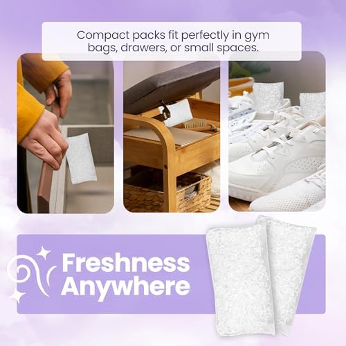 Paquete de 6 Eliminadores de Olores de Lavanda | Absorbente de Olores Duradero para el Hogar, Armario, Zapatos y Espacios Pequeños | Packs - imagen 3