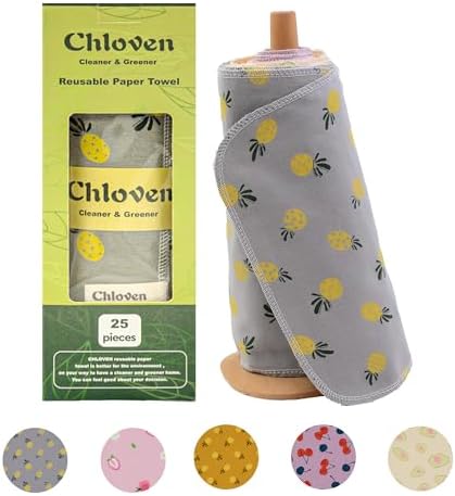 Rollo de Toallas de Papel Sin Papel, Paquete de 25 Toallas de Algodón Lavables y Reutilizables - 10 X 10 Servilletas Ecológicas Zero Waste - imagen 2
