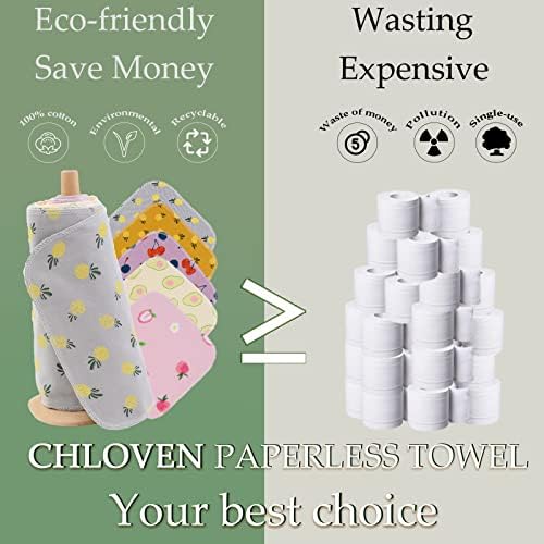 Rollo de Toallas de Papel Sin Papel, Paquete de 25 Toallas de Algodón Lavables y Reutilizables - 10 X 10 Servilletas Ecológicas Zero Waste - imagen 6