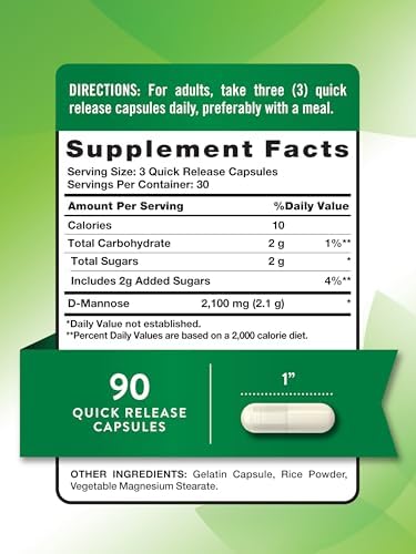 Píldoras de D-Mannosa Nature's Truth | 2100mg | 90 Cápsulas | Suplemento Sin OGM y Libre de Gluten - imagen 2