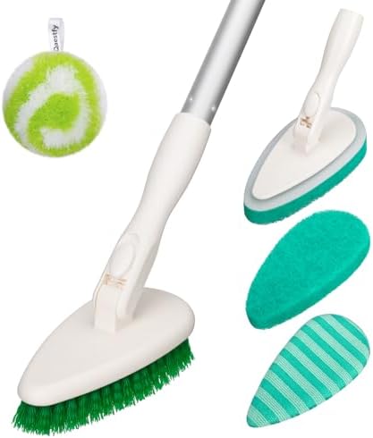 Cepillo de limpieza para baño Qaestfy 4 en 1, cepillo para bañera de 51'' con mango largo, cerdas suaves y duras, limpiador de ducha sin rayones. - imagen 1