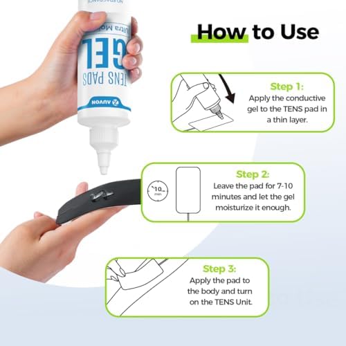 Gel Conductor Profesional AUVON para Almohadillas TENS, Gel Electrodos Sin Olor, Hidratación Óptima para Estimulador Muscular y EMS, 2 x 250ml - imagen 6