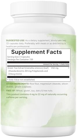 Micro Ingredients Extracto de Té Verde Extra Fuerte, 300 Cápsulas | Suministro para 5 Meses | Suplemento Antioxidante de Polifenoles para Piel, - imagen 6