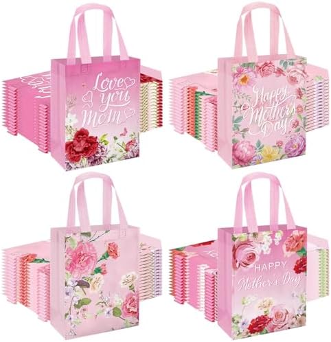 VDESFUEBY 20 Piezas de Bolsas de Regalo Tote para el Día de las Madres con Asas, Florales, No Tejidas, para Fiestas Temáticas de la Mejor Mamá - imagen 1