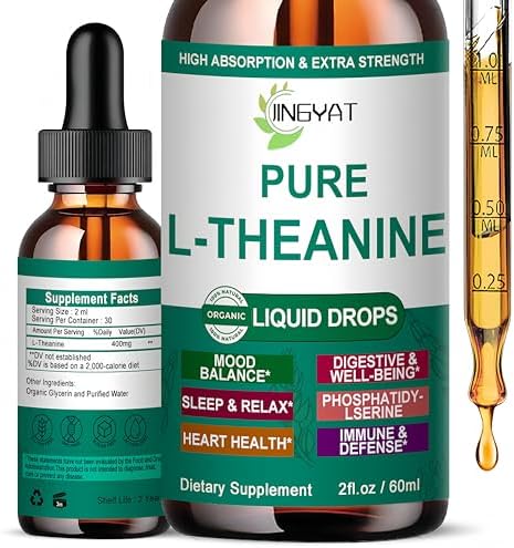 Gotas Líquidas de L Teanina, 400mg para Adultos y Niños, Suplemento Orgánico de Alta Absorción, Enfoque Natural, Sin OGM | Sin Gluten | 30 Porciones - imagen 1