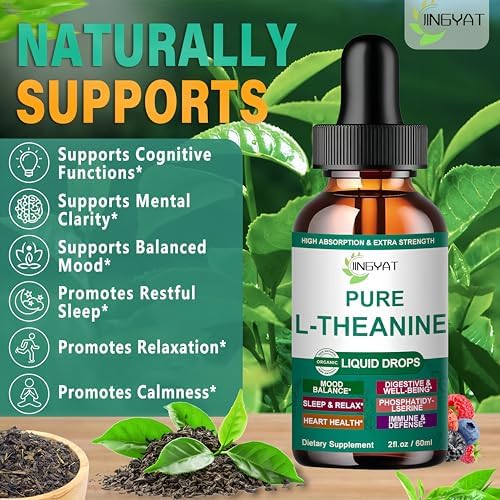 Gotas Líquidas de L Teanina, 400mg para Adultos y Niños, Suplemento Orgánico de Alta Absorción, Enfoque Natural, Sin OGM | Sin Gluten | 30 Porciones - imagen 3