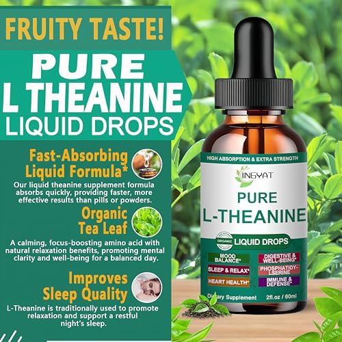 Gotas Líquidas de L Teanina, 400mg para Adultos y Niños, Suplemento Orgánico de Alta Absorción, Enfoque Natural, Sin OGM | Sin Gluten | 30 Porciones - imagen 4