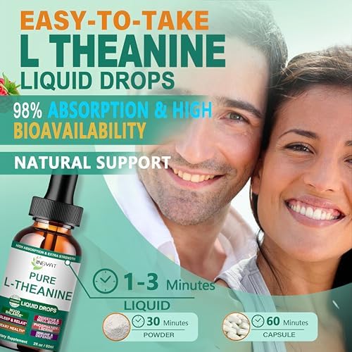 Gotas Líquidas de L Teanina, 400mg para Adultos y Niños, Suplemento Orgánico de Alta Absorción, Enfoque Natural, Sin OGM | Sin Gluten | 30 Porciones - imagen 5