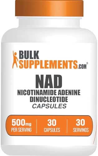 Cápsulas de NAD BulkSupplements.com - Suplemento de Nicotinamida Adenina Dinucleótido 500mg - Apoyo Energético, Puro y Sin Gluten, 30 Cápsulas - imagen 1