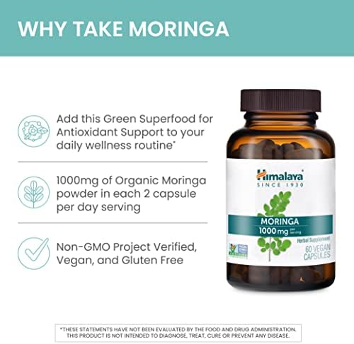 Himalaya Moringa - Suplemento Herbal Antioxidante para Bienestar y Vitalidad, Vegano, No Transgénico, Sin Gluten, 1000 mg, 60 Cápsulas - imagen 4