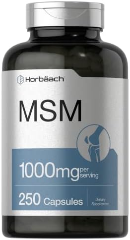 Cápsulas de Suplemento MSM Horbäach | 1000mg | 250 Contenido | Fórmula Sin OGM y Libre de Gluten | Metilsulfonilmetano - imagen 1