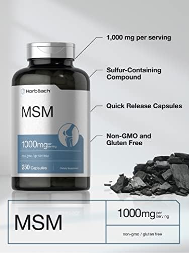 Cápsulas de Suplemento MSM Horbäach | 1000mg | 250 Contenido | Fórmula Sin OGM y Libre de Gluten | Metilsulfonilmetano - imagen 3